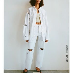 NWT Zara Ripped Full Length Straight Leg